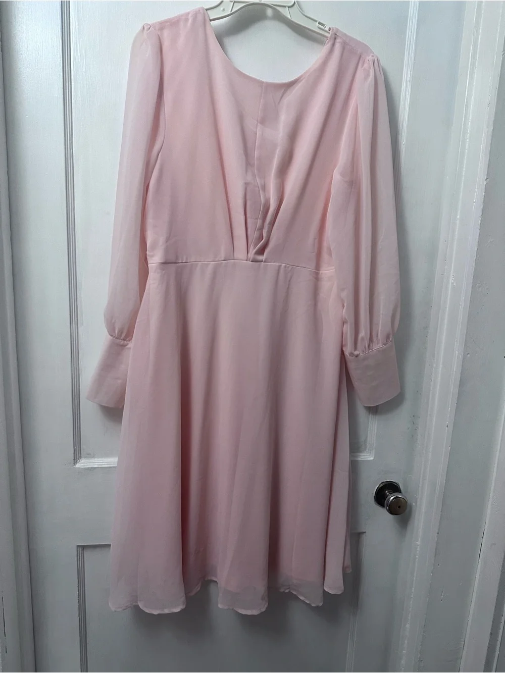 VENUS Soft Pink Long Sleeve Chiffon Dress